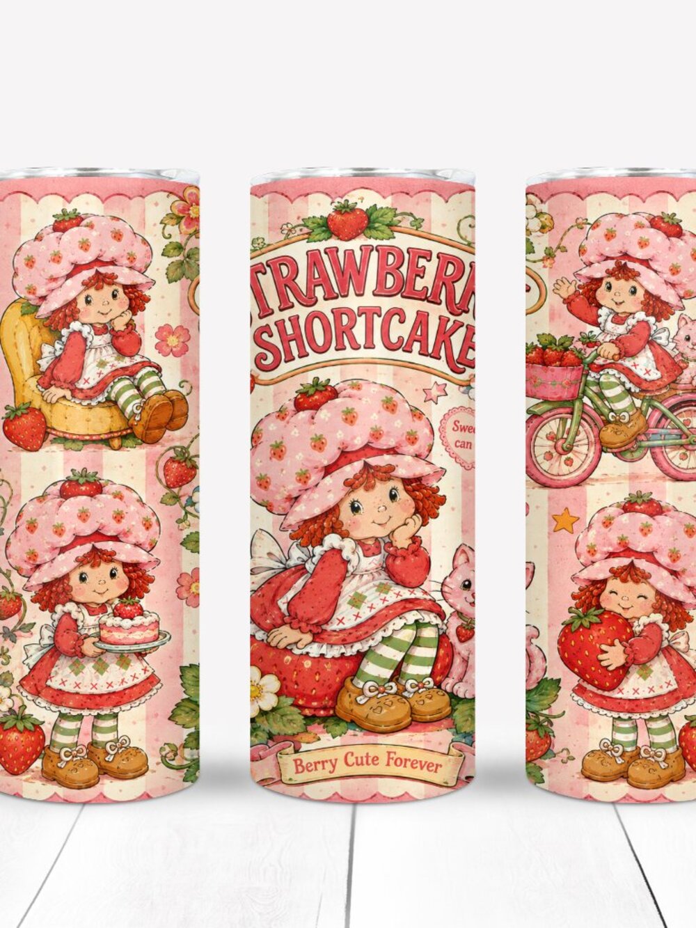 Cute Strawberry Shortcake Tumbler, Girls Cup, Gift Idea